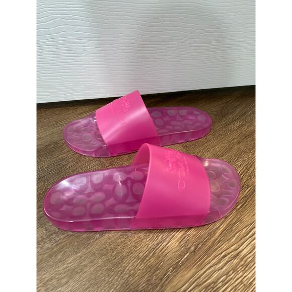 Hot Pink Jelly Coach Ulyssa Pool Slides US 10B, EUR 40.5 - Picture 3 of 7